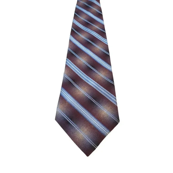 Pronto-Uomo‎ Neck Tie Mens Blue Striped Luxury 100% Silk Handmade Business Power - Picture 1 of 12